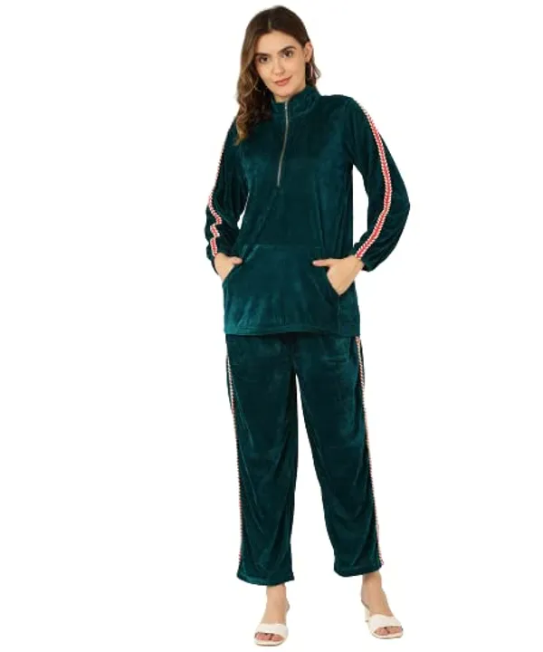 Regular_Fit_Velvet_Track_Suit_For_Women�Teal_Blue